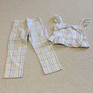 Janie and Jack pastel plaid outfit size 10